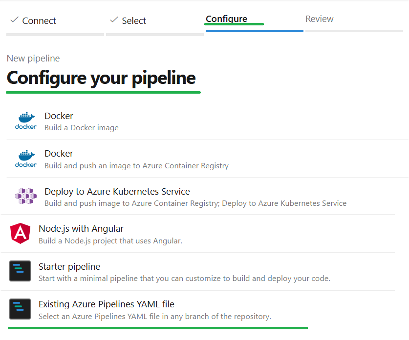 Configure pipeline
