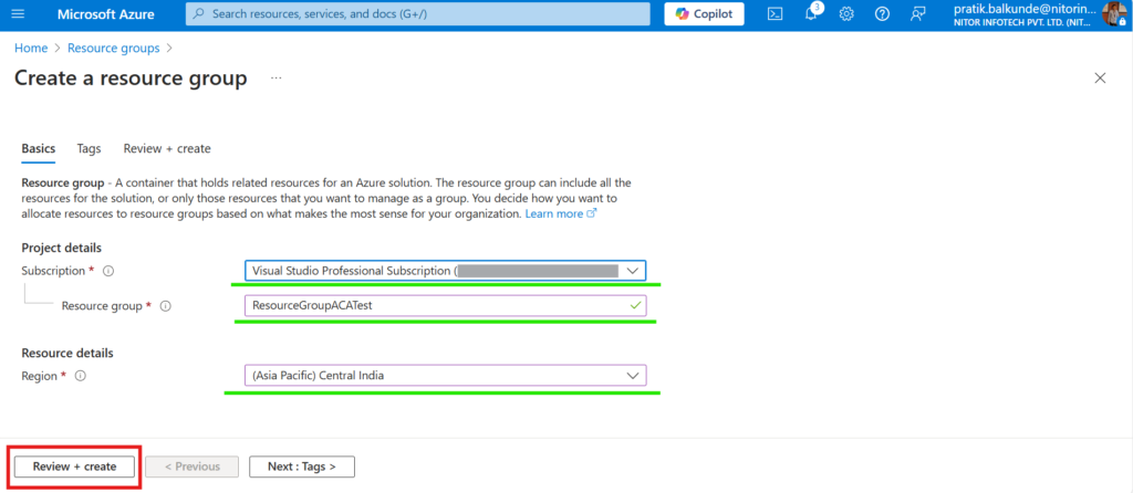 Create a resource group