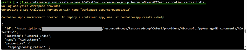 Create Container App Environment
