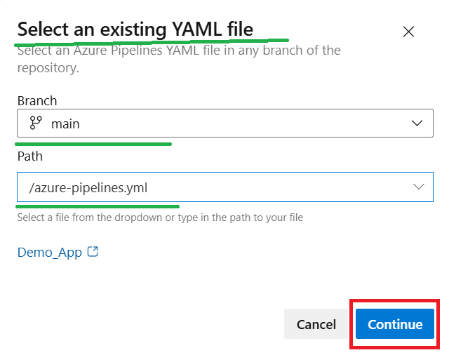 Select exisiting YAML file