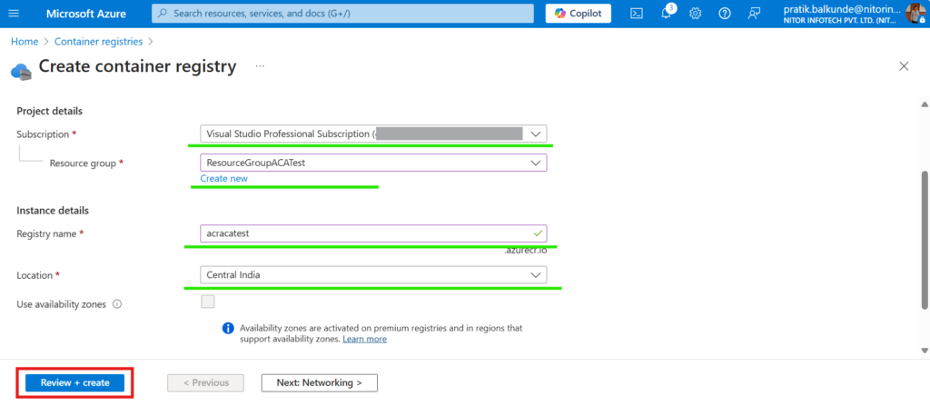 Set up Azure Container Registry